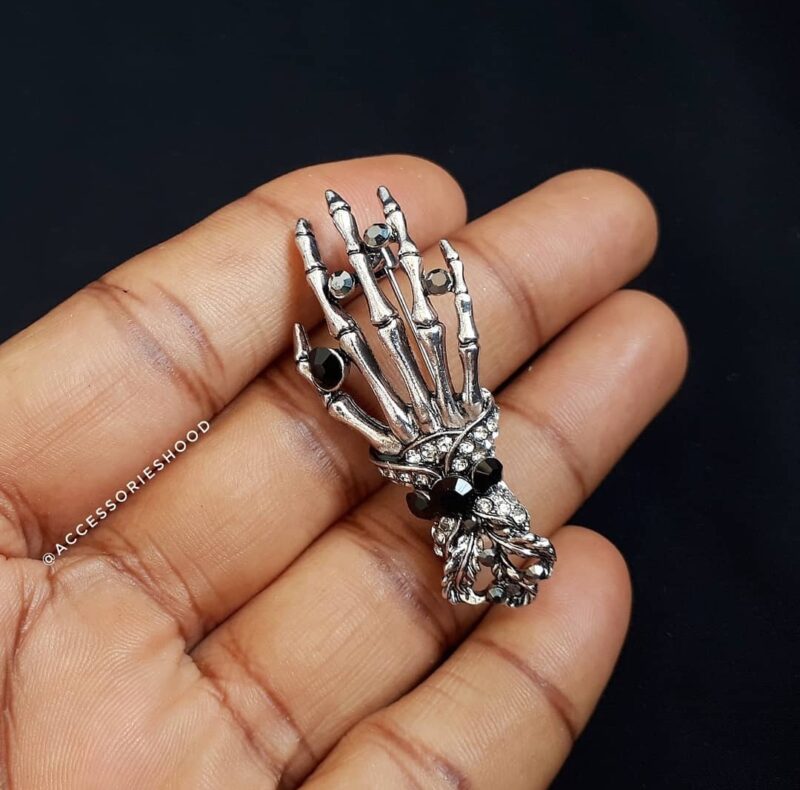 Men's Brooch - Sliver Skeleton Hand - Image 2