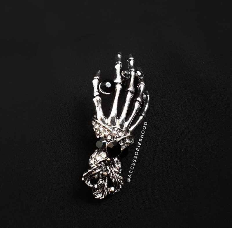 Men's Brooch - Sliver Skeleton Hand