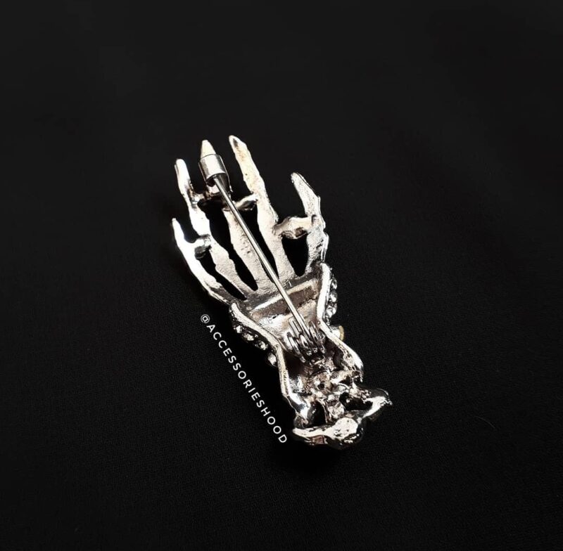 Men's Brooch - Sliver Skeleton Hand - Image 3