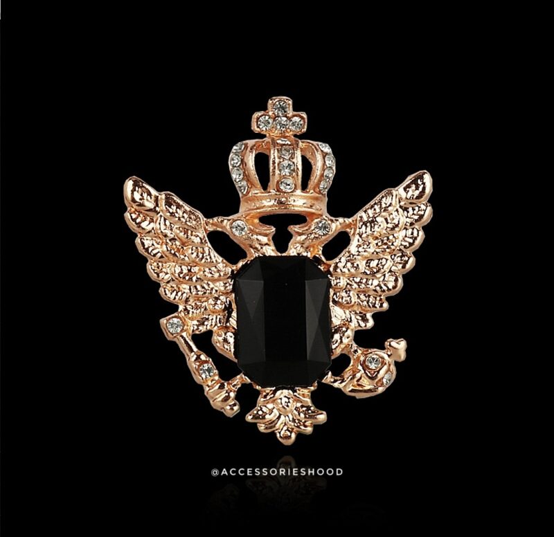 Men's Brooch - Golden Black Stone - Image 2