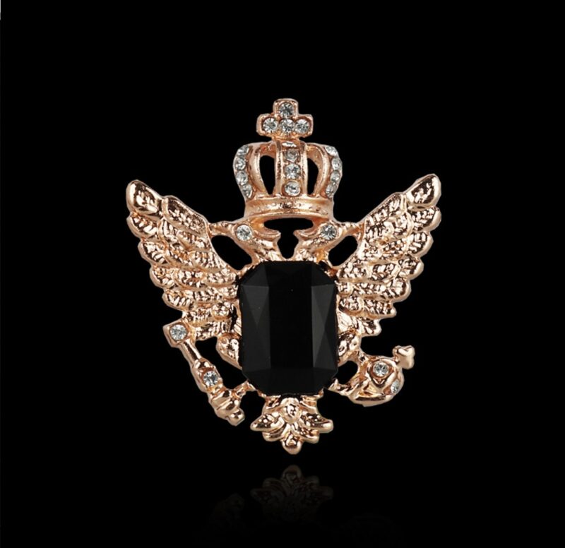 Men's Brooch - Golden Black Stone