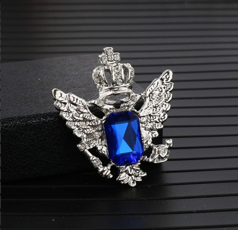 Men's Brooch - Sliver Blue Stone