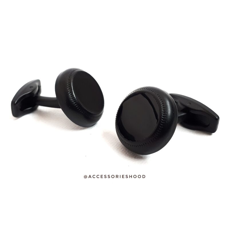 Black Round Cufflinks