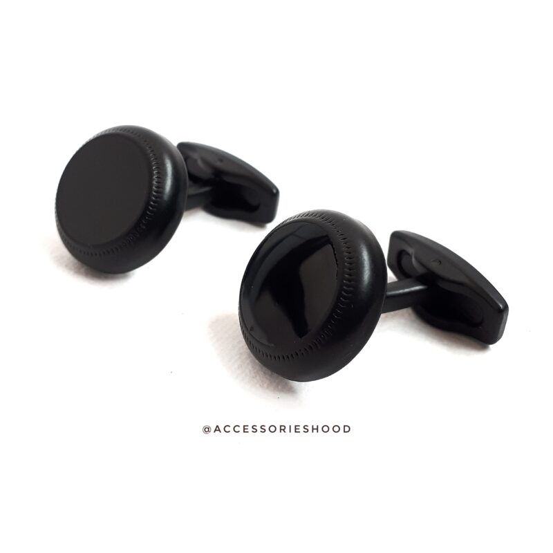 Black Round Cufflinks - Image 2